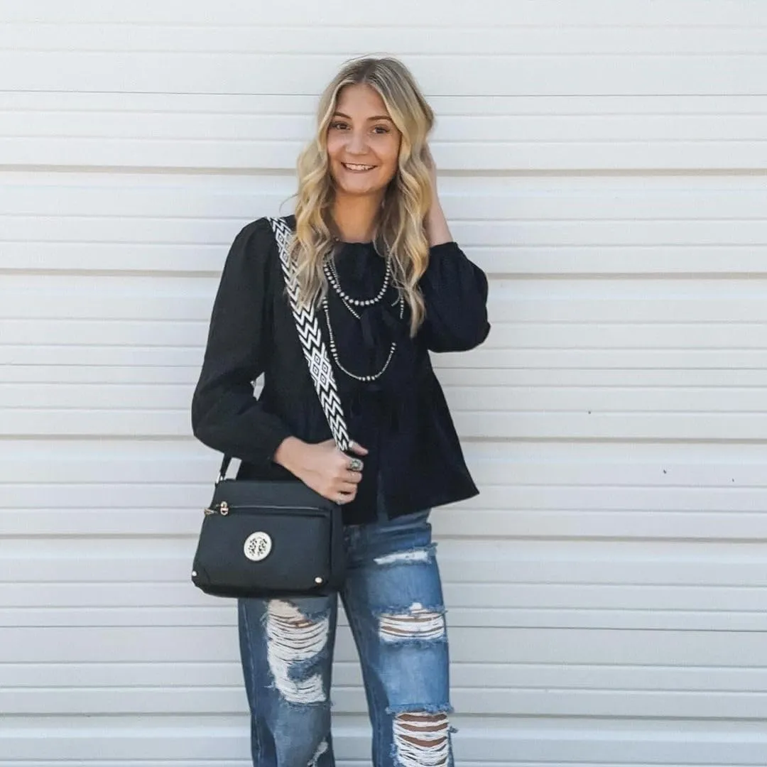 Dasein Crossbody Purses for Women Trendy Multi Pockets Shoulder Bag Medium Handbags with Guitar Strap