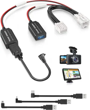 Dash Cam Power Adapter,(12P Type B)Fit Select Acura Integra/Honda Accord/Civic/Integra,Connect to Auto-Dimming Rearview Mirror,Built-in Hide Power Adapter Charging Cable for GPS Dashcam Mirror Camera