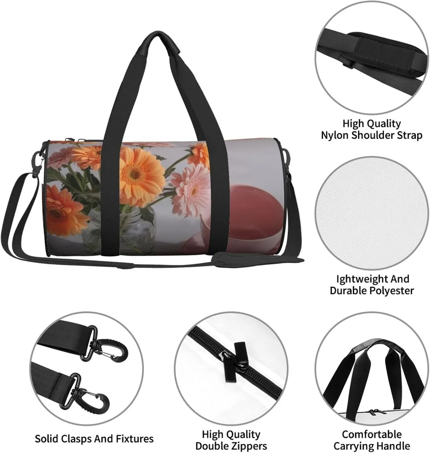 Dawn's Delight Printed Travel Bag,Round Personal Item Storage bag,Foldie Duffel Bag for Traveling Vacation,Fitness,Sports