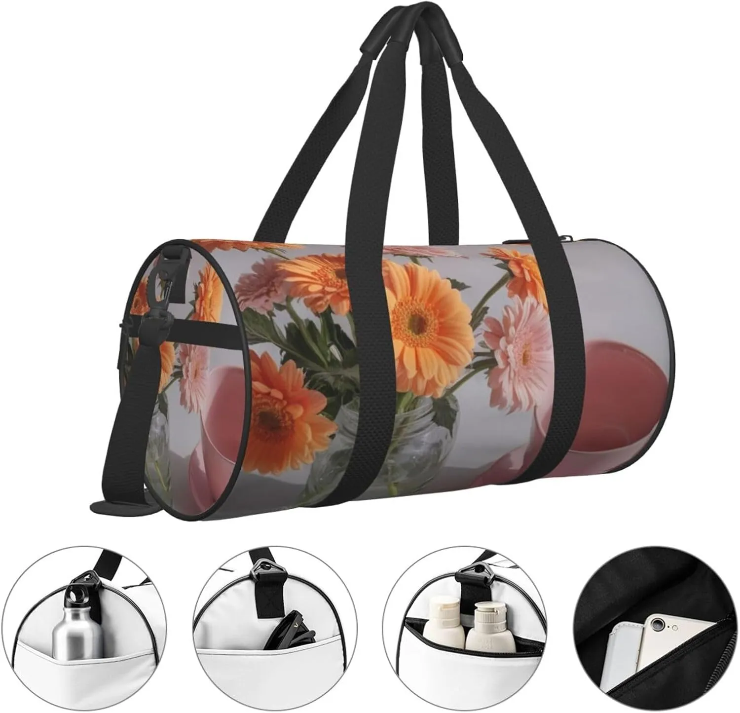 Dawn's Delight Printed Travel Bag,Round Personal Item Storage bag,Foldie Duffel Bag for Traveling Vacation,Fitness,Sports