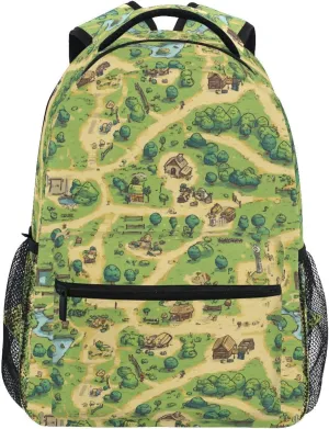 Day Backpack for Women Men Waterproof Diaper Bag Backpack with Chest Strap Gift Men & Women Vintage Game Map