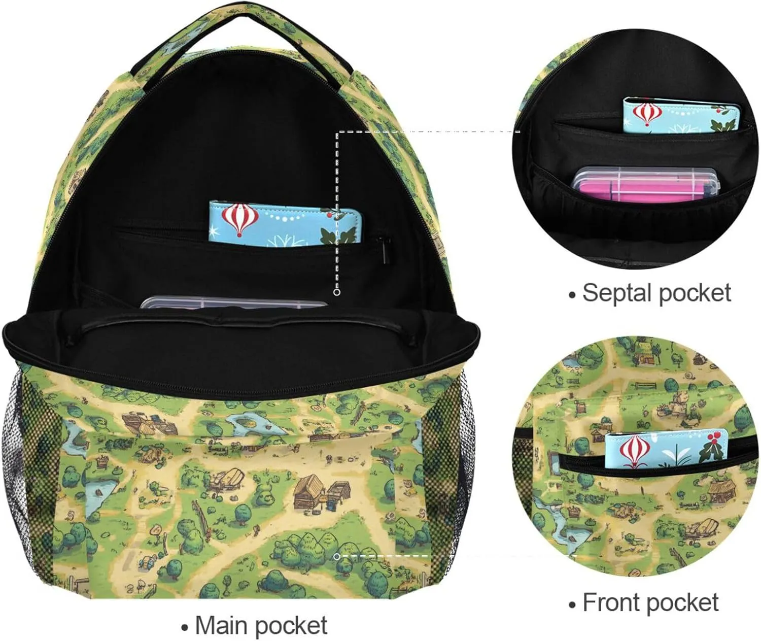 Day Backpack for Women Men Waterproof Diaper Bag Backpack with Chest Strap Gift Men & Women Vintage Game Map