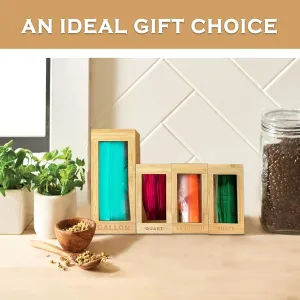 Decorio Bamboo Ziplock Bag Organizer - Kitchen Drawer Organizer Food Storage Plastic Bag Organizer Holders - Ziplock Bag Holder Dispenser Christmas Gift