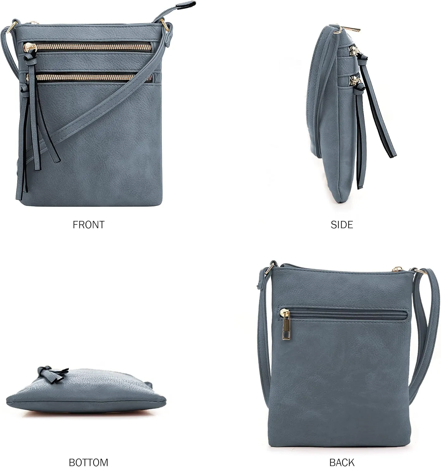 DELUXITY | Crossbody Purse Bag | Functional Multi Pocket Double Zipper Purse | Adjustable Strap | Medium Size Purse |Dark Blue