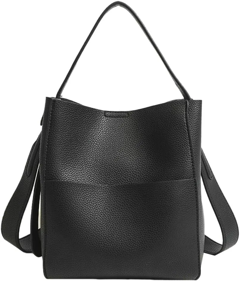 Designer PU Leather Large Hobo Bucket Tote Shoulder & Crossbody Bag with Top Handle for Women's Daily and Travel Needs