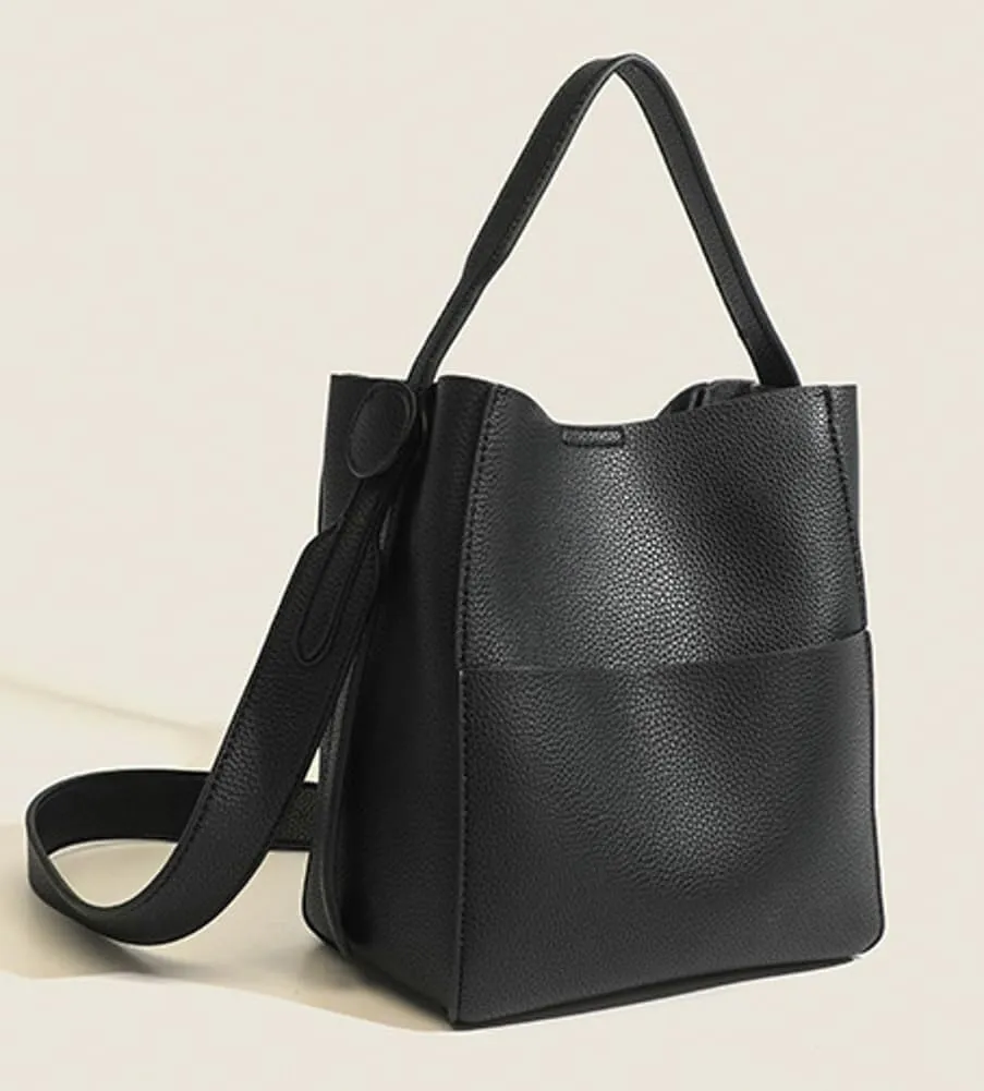 Designer PU Leather Large Hobo Bucket Tote Shoulder & Crossbody Bag with Top Handle for Women's Daily and Travel Needs