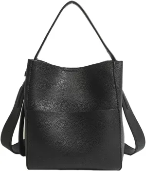 Designer PU Leather Large Hobo Bucket Tote Shoulder & Crossbody Bag with Top Handle for Women's Daily and Travel Needs