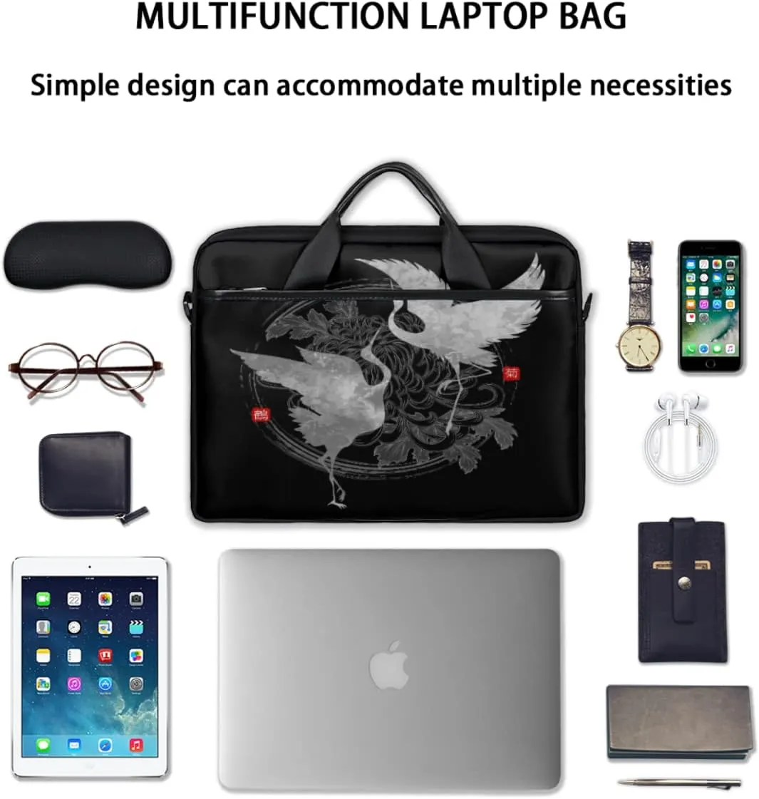 Dolphins Hearts Palm Tree Silhouette Laptop Shoulder Messenger Bag Waterproof Laptop Briefcase Handle Padded Strap