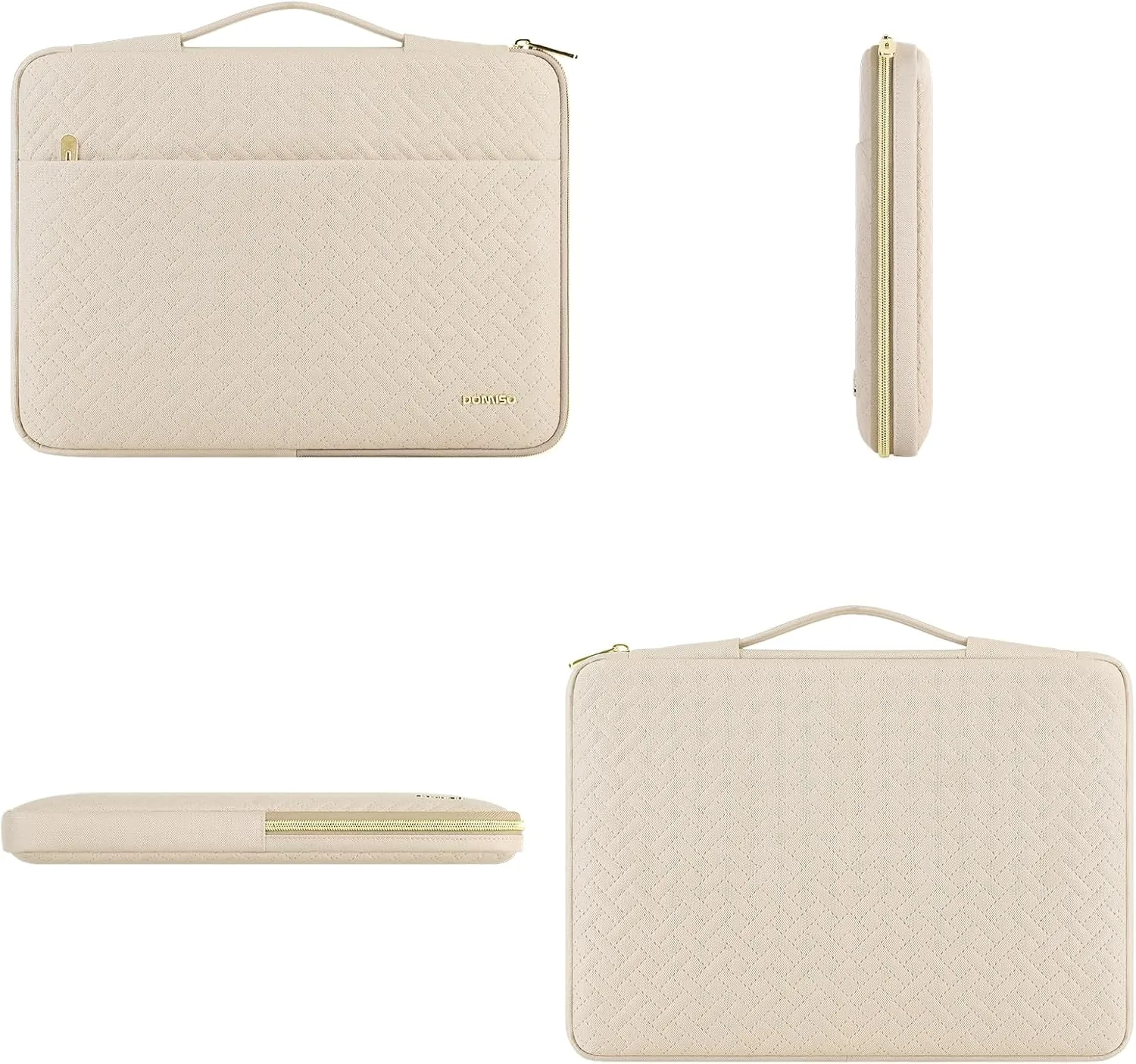 DOMISO Laptop Sleeve Case 15.6 inch Waterproof Shockproof Computer Carrying Handbag with Handle and Small Accessory Bag Compatible with 15.6 inch MacBook Pro HP Dell Aspire Asus Notebook,Beige