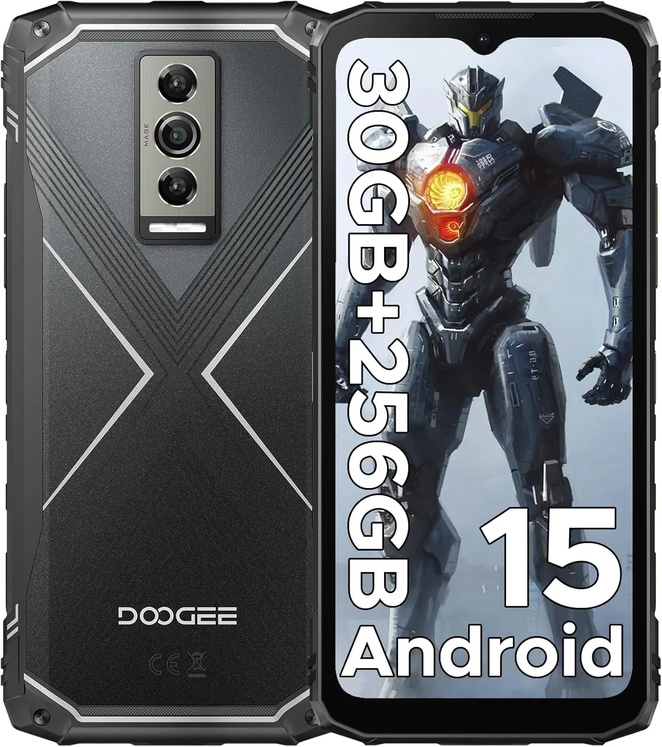 DOOGEE Blade10 Pro(2025) Android 15 Rugged Phone,10.7mm Ultra-Thin,30GB 256GB/TF 2TB,6.56”HD 90Hz Rugged Smartphone,5150mAh,50MP 8MP Camera,NFC/Widevine L1/Face ID/IP68/IP69K/3 Card Slot(Silver)