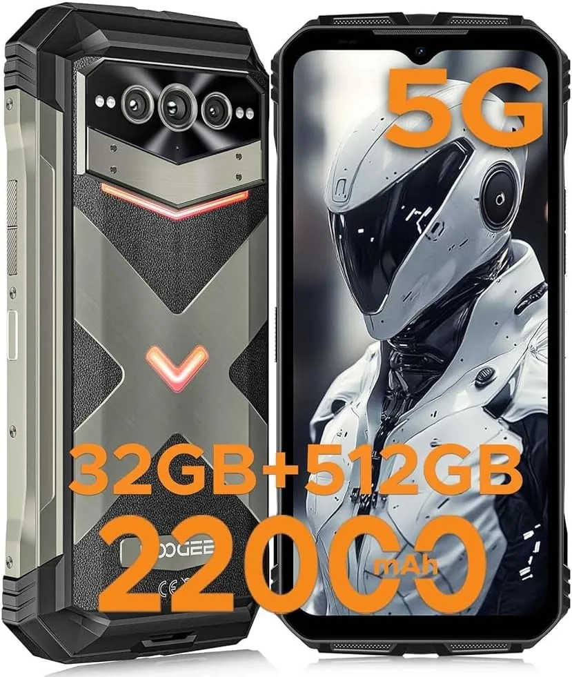 DOOGEE V MAX Pro(2025) 5G Rugged Phone,22000mAh,32GB 512GB/TF 2TB,Android 14 Rugged Smartphone,108MP 20MP Night Vision Phone, 6.58"FHD  120Hz IPS Screen, IP68/IP69K Waterproof,NFC/OTG/Face ID/1.18 lb