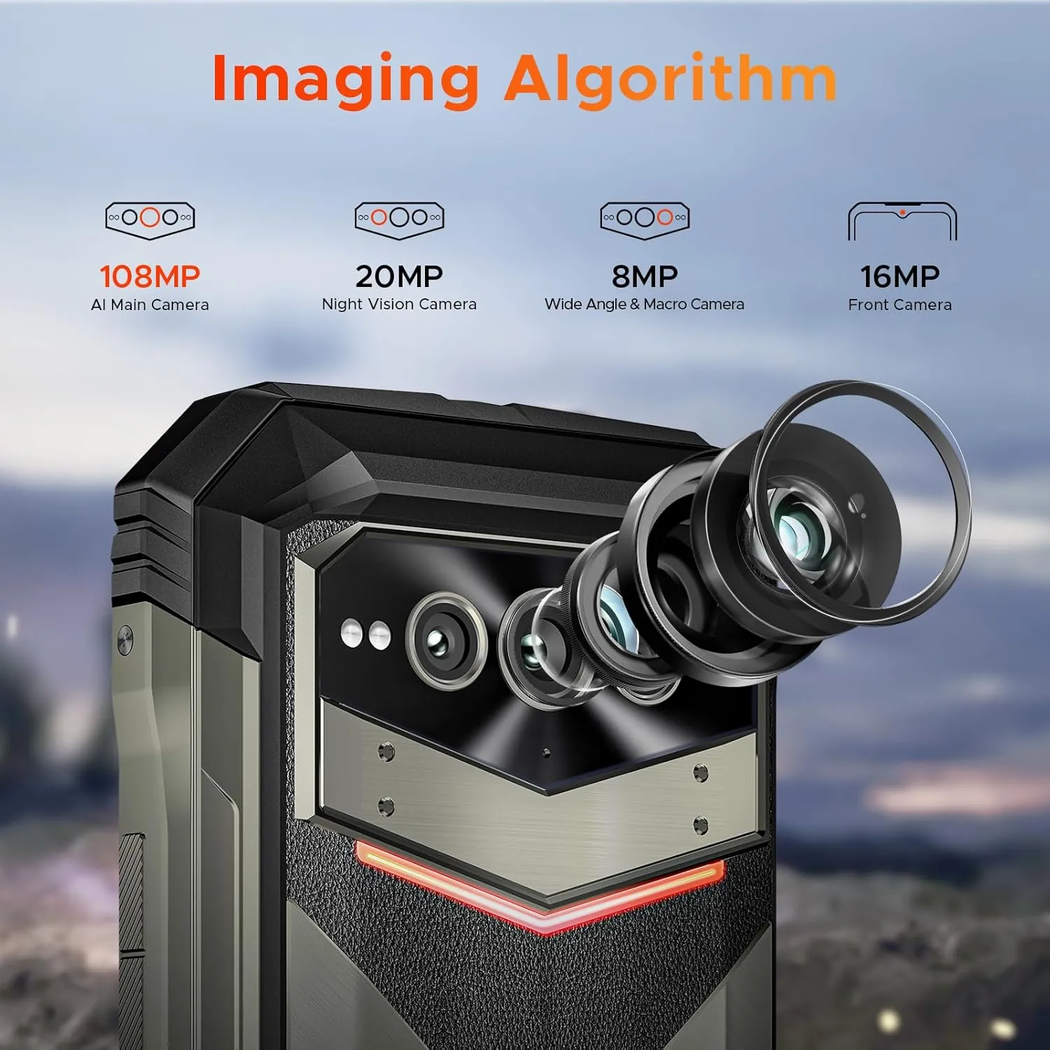DOOGEE V MAX Pro(2025) 5G Rugged Phone,22000mAh,32GB 512GB/TF 2TB,Android 14 Rugged Smartphone,108MP 20MP Night Vision Phone, 6.58"FHD  120Hz IPS Screen, IP68/IP69K Waterproof,NFC/OTG/Face ID/1.18 lb