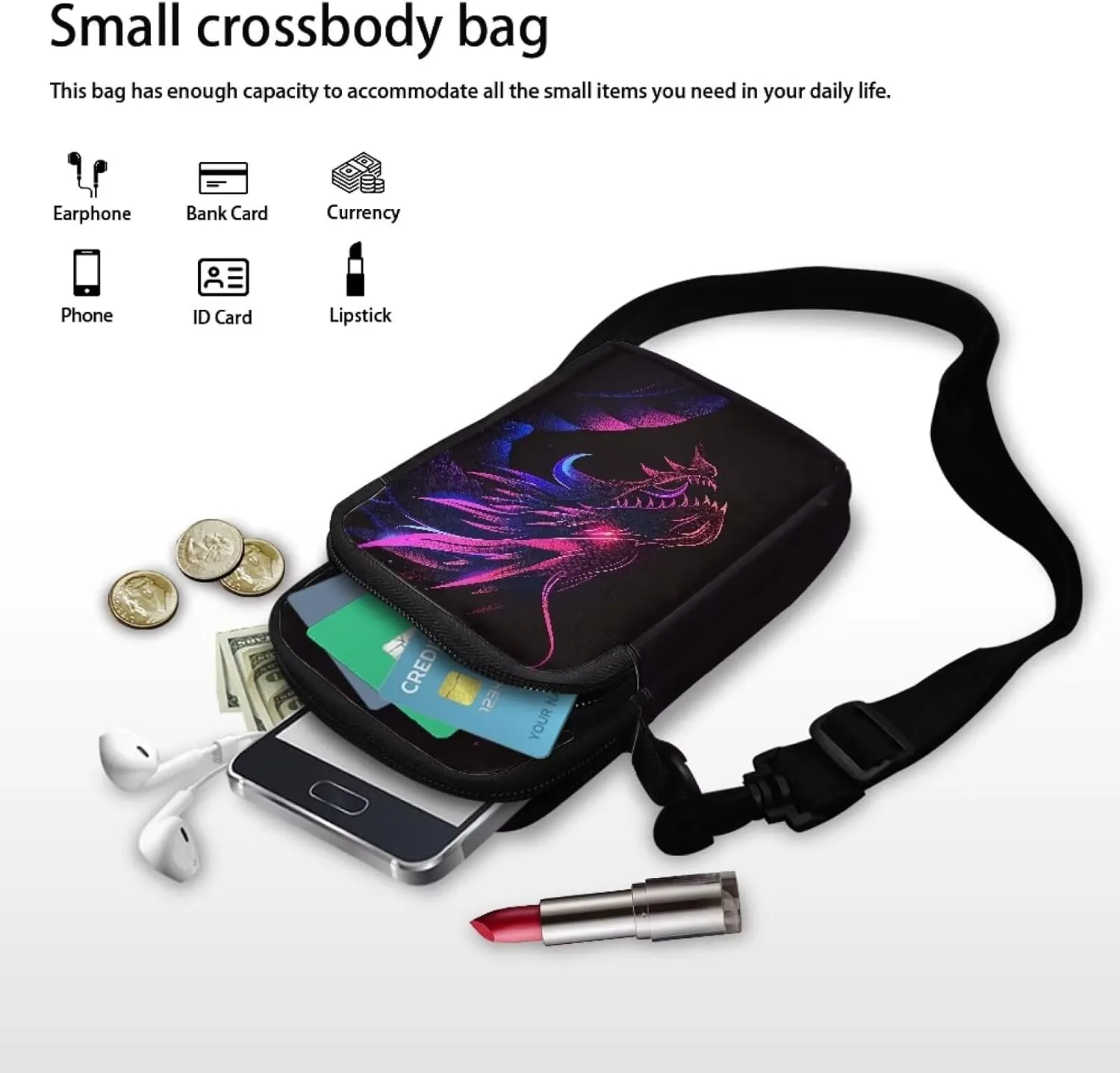 Double Layer Small Shoulder Bag Cross-Body Bags with Removable Shoulder Strap