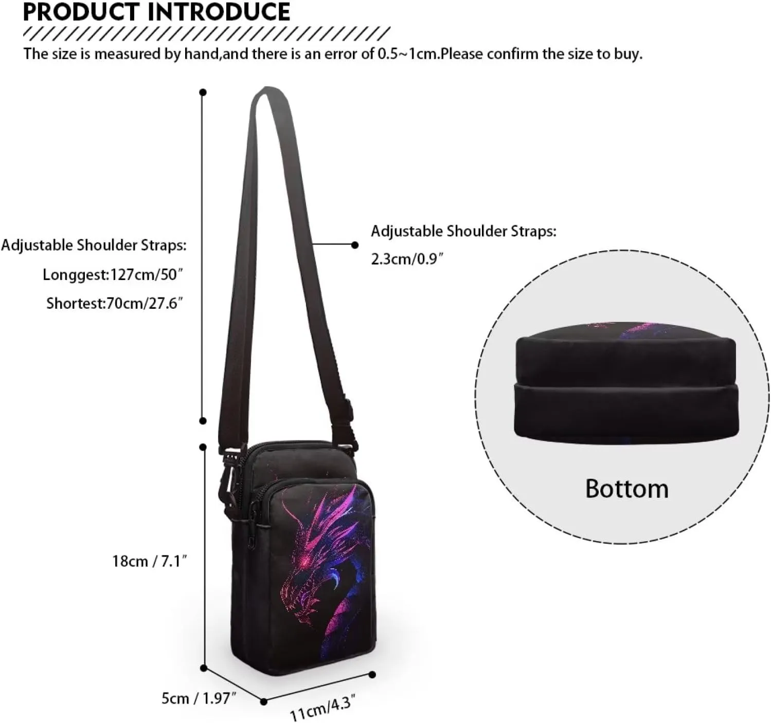 Double Layer Small Shoulder Bag Cross-Body Bags with Removable Shoulder Strap