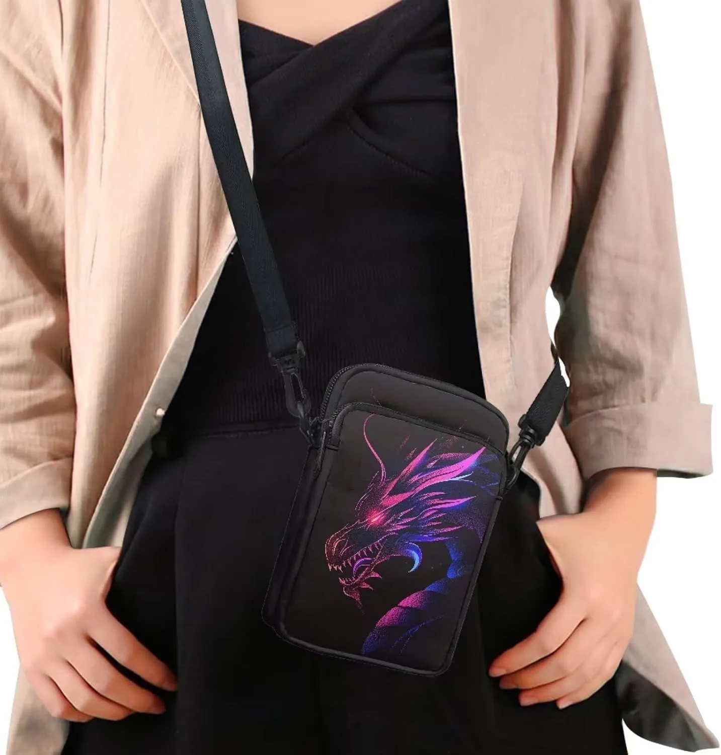 Double Layer Small Shoulder Bag Cross-Body Bags with Removable Shoulder Strap