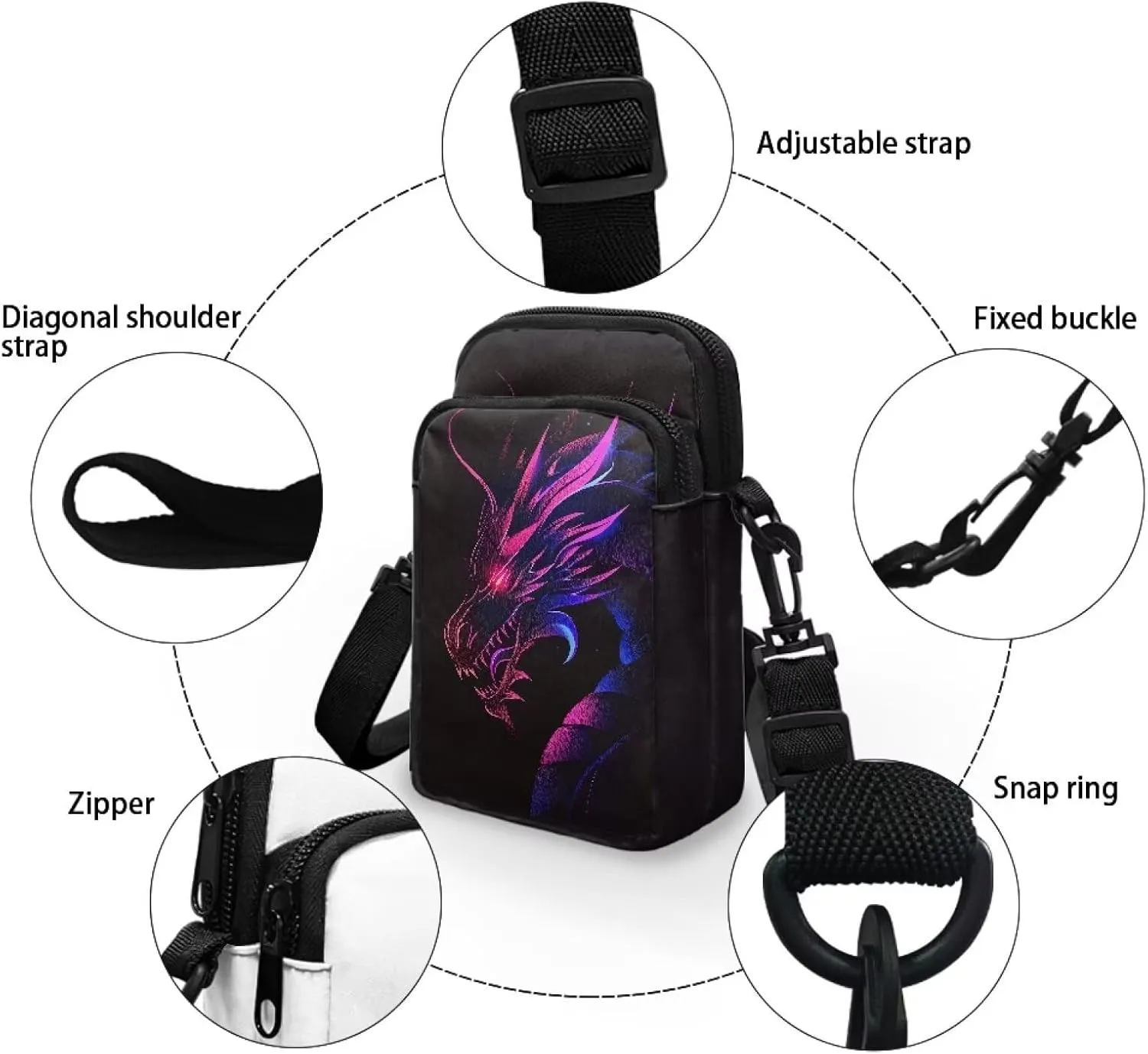 Double Layer Small Shoulder Bag Cross-Body Bags with Removable Shoulder Strap