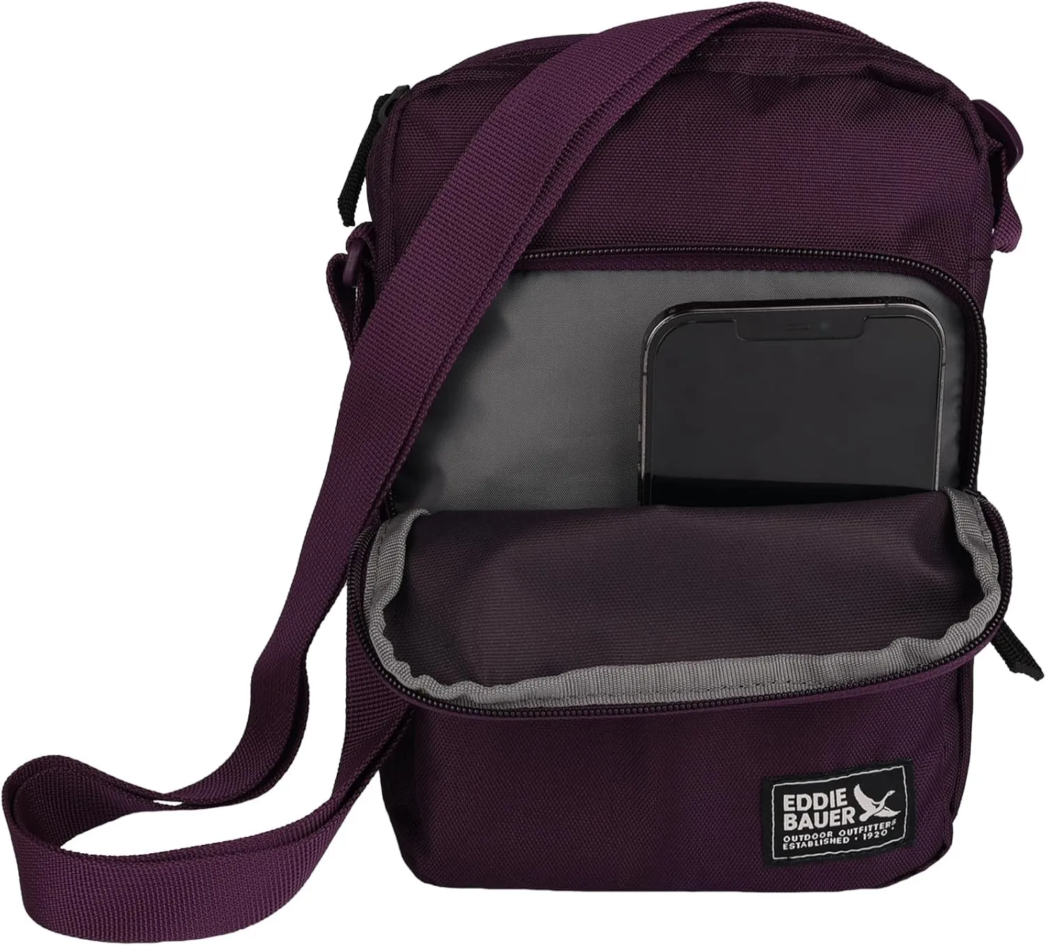 Eddie Bauer Jasper Crossbody Bag | Everyday Carry | Lightweight | Travel | Adjustable | 3L, Dark Plum, One Size
