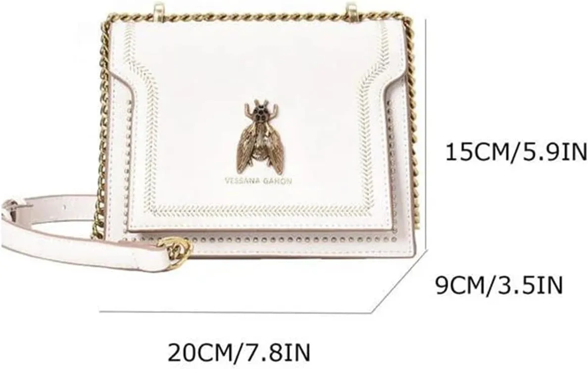 Elegant Bee Patch Crossbody Bag For Women,Chain Retro Bee Shoulder And Crossbody Small Square Bag.