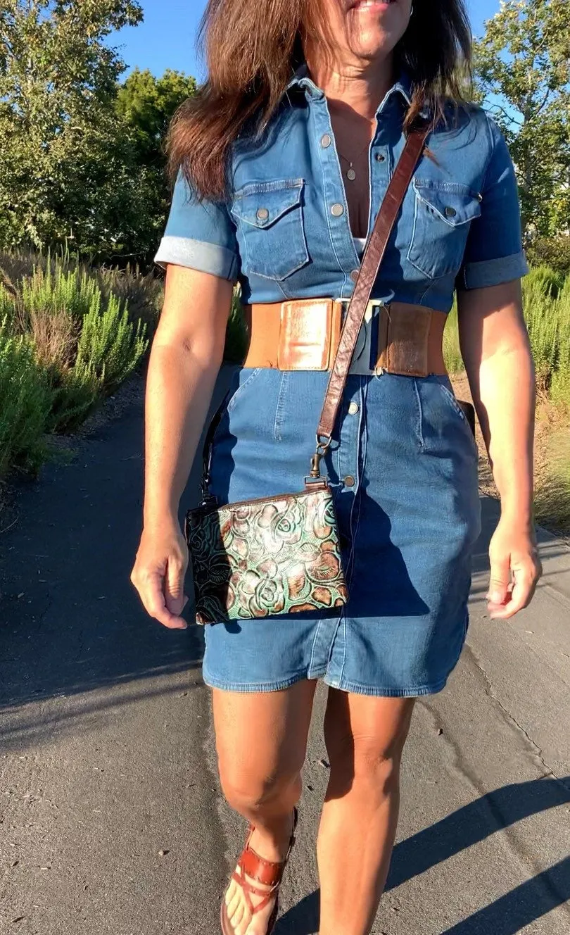 Embossed Leathers crossbody/hipsters