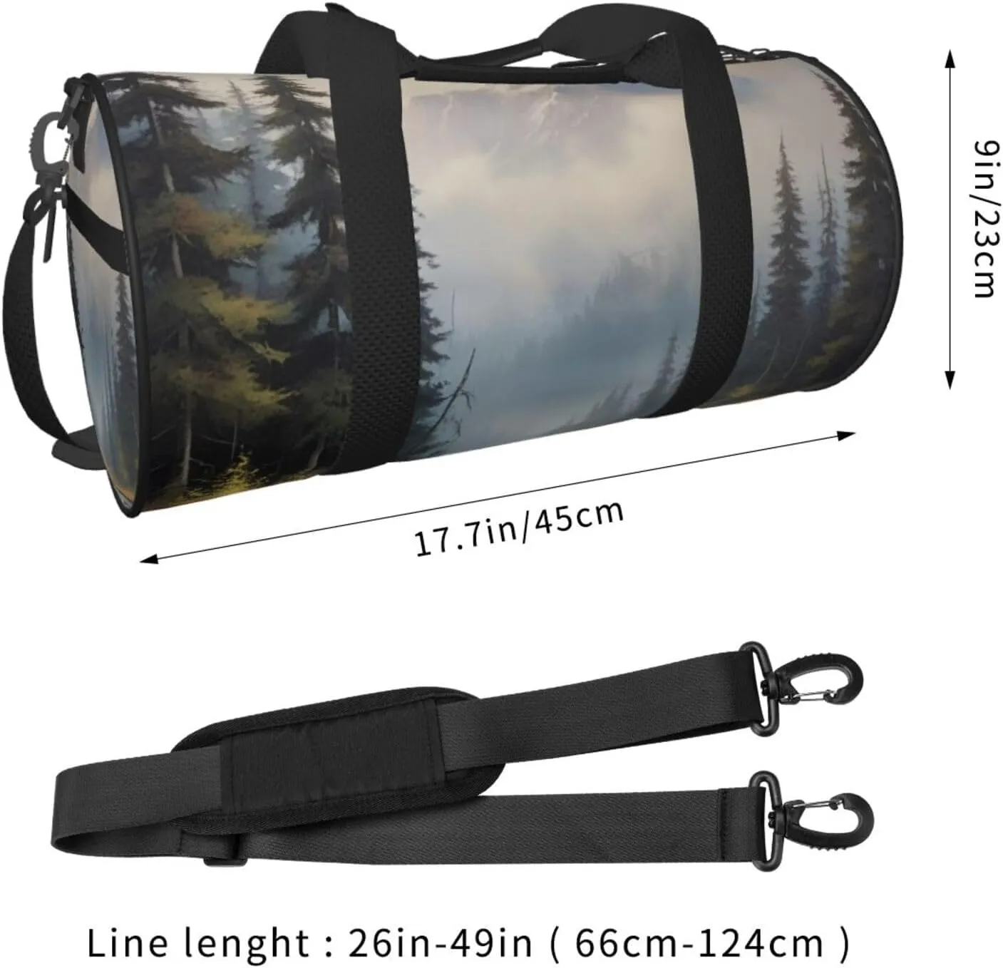 Enigmatic Echo Printed Travel Bag,Round Personal Item Storage bag,Foldie Duffel Bag for Traveling Vacation,Fitness,Sports