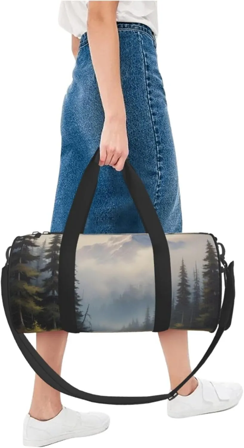 Enigmatic Echo Printed Travel Bag,Round Personal Item Storage bag,Foldie Duffel Bag for Traveling Vacation,Fitness,Sports