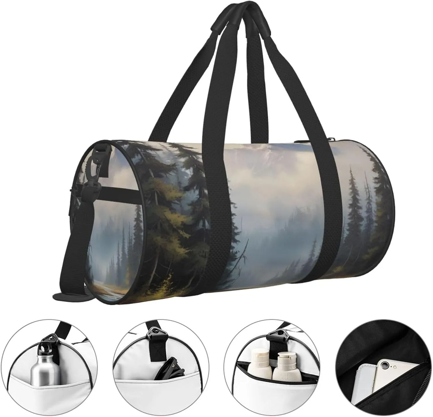 Enigmatic Echo Printed Travel Bag,Round Personal Item Storage bag,Foldie Duffel Bag for Traveling Vacation,Fitness,Sports