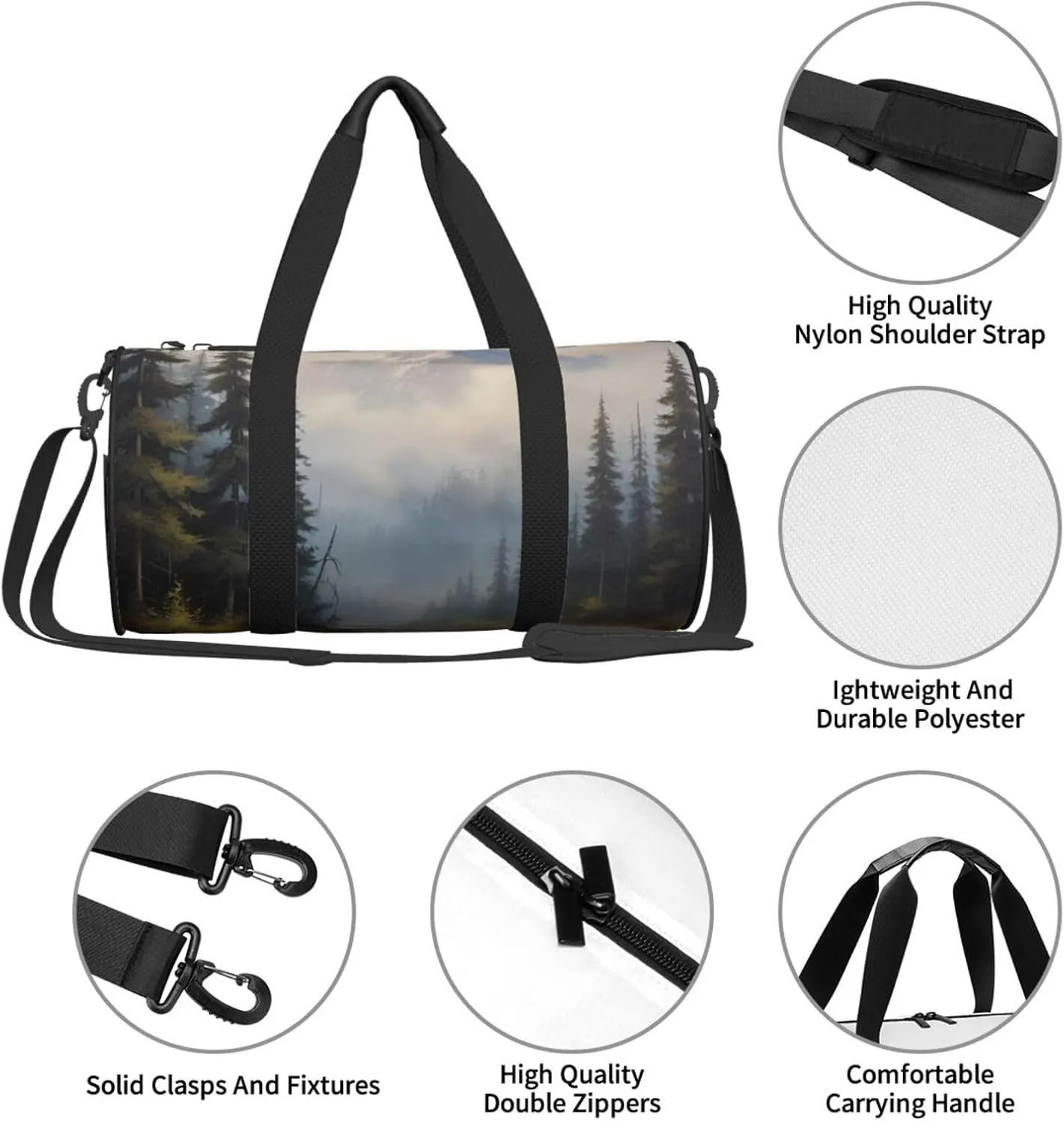 Enigmatic Echo Printed Travel Bag,Round Personal Item Storage bag,Foldie Duffel Bag for Traveling Vacation,Fitness,Sports