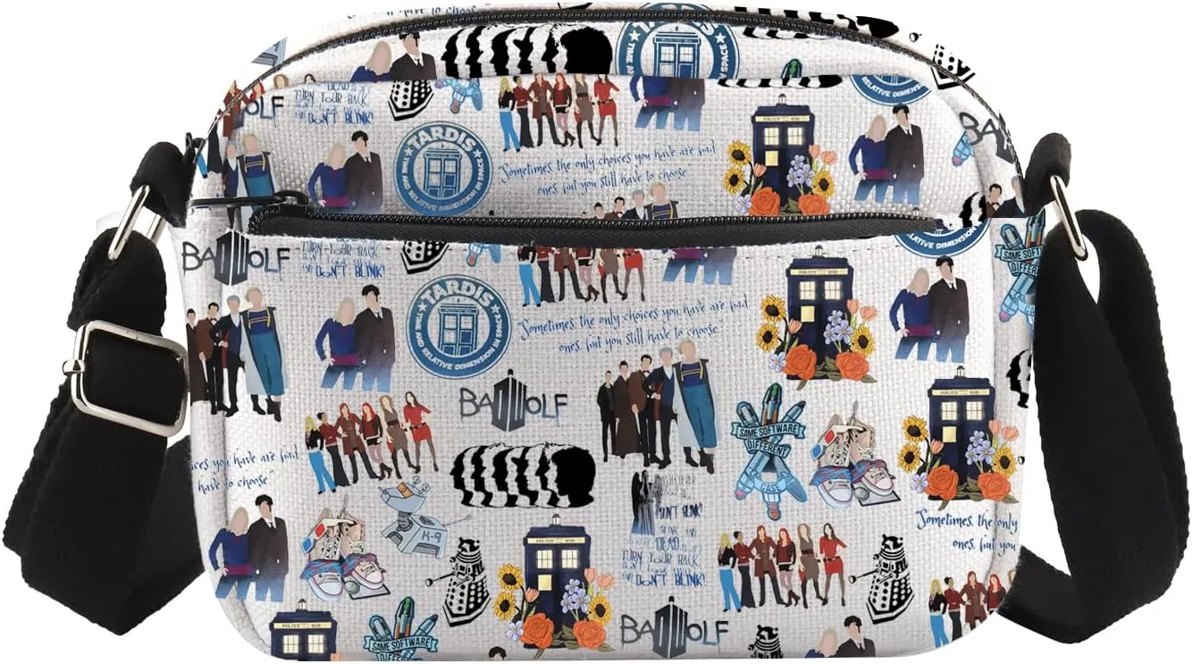 ENSIANTH Dr Movie Inspired Gift The 11th Doctor Crossbody Purses Bag Dr Lover Messenger Bags Blue Police Box Gift