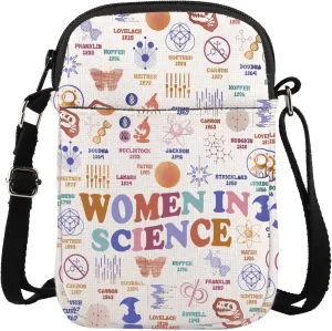 ENSIANTH Women In Science Crossbody Bag Feminism Gift Lab Week Gift STEM Woman Education Messenger Bag Women Scientist Gift