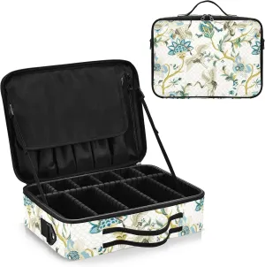 Ethnic Japanese Cranes Travel Makeup Bag, Makeup Bags for Women, Travel Makeup Train Case, Professional Cosmetic Case Organizer Portable Artist Storage Bag for Cosmetics Makeup