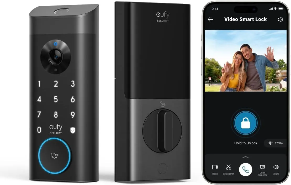 eufy Security Video Smart Lock E330, 3-in-1 Camera Doorbell Fingerprint Keyless Entry Door Lock, Smart Built-in Wi-Fi Deadbolt for Front Door, Auto Lock, App Remote Control, Easy Installation