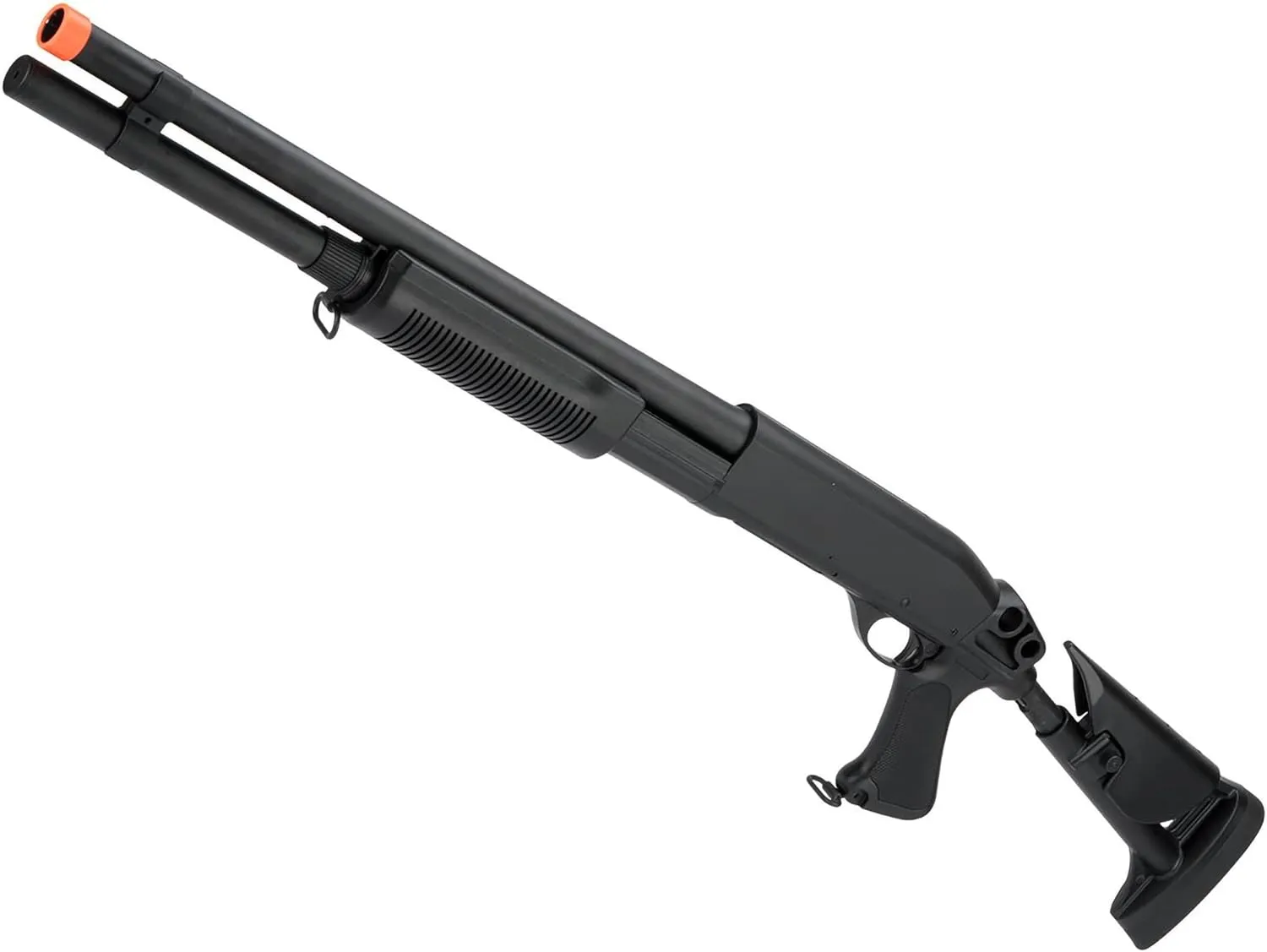 Evike Airsoft - CYMA Standard M870 3-Round Burst Multi-Airsoft Shotshell Loading Airsoft Shotgun (Model: Retractable Stock)