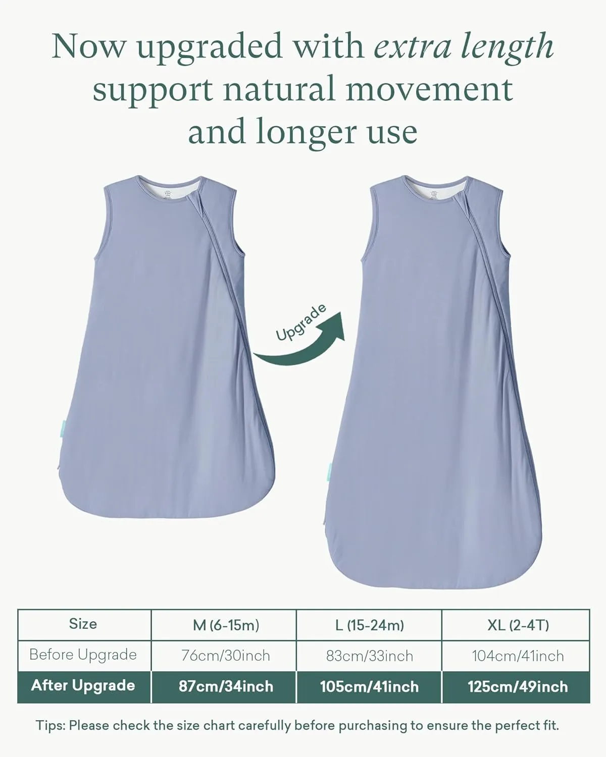 Extra Long Toddler Sleep Sack 1.0 TOG Premium Bamboo Viscose Sleeping Bag Supersoft Wearable Blanket 24-36-48 Months 2-4T (Slate)