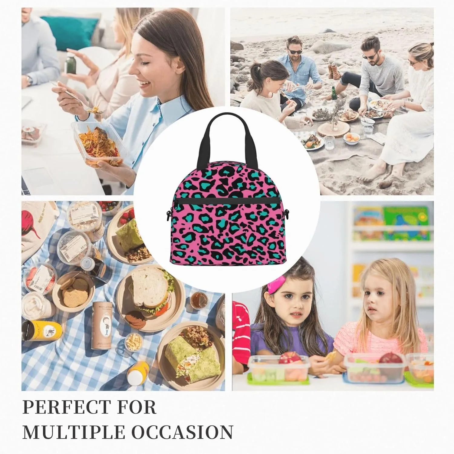 Falls Photo,Insulated Reusable Lunch Bag with Adjustable Shoulder Strap for Adults,Trees Mountain Cliff Autumn Park,Leakproof Office Picnic Hiking Beach Tote Bag,Orange Green,9x5x7.8in