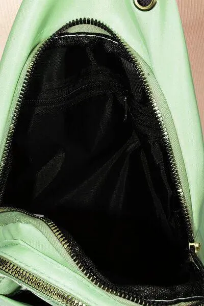 Fame Multi-Layer Zipper Sage Green Crossbody Bag