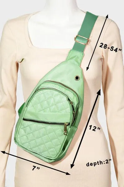 Fame Multi-Layer Zipper Sage Green Crossbody Bag