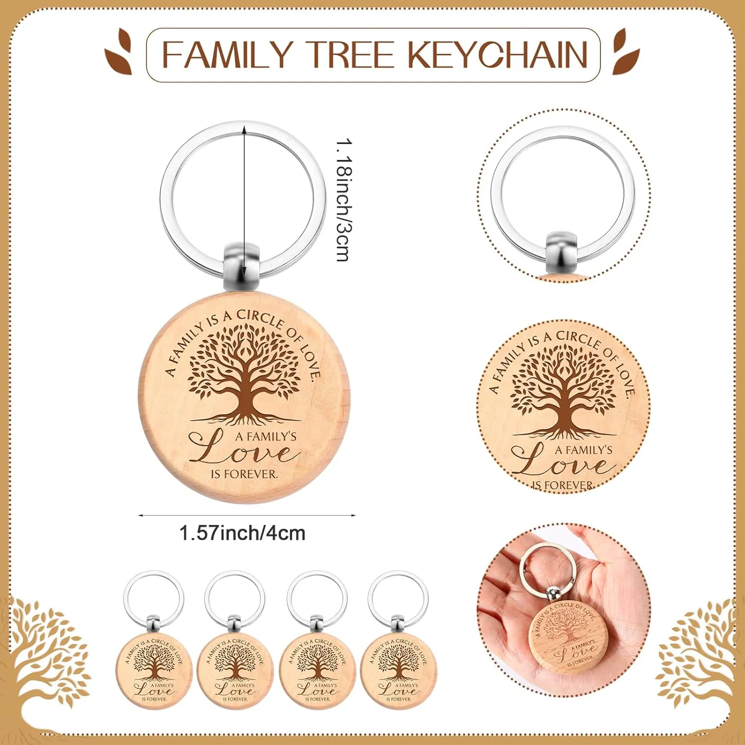 Family Reunion Party Favors Family Tree Keychain Remembering Our Roots Bamboo Pen with Bag for Gathering