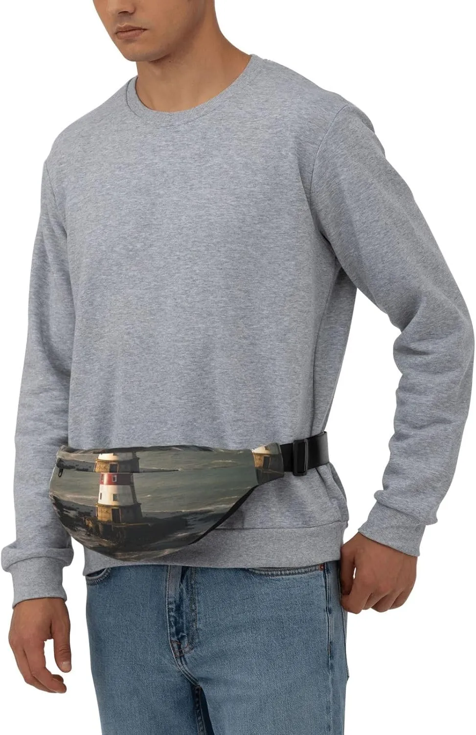 Fanny Pack for Men Women Waist Bag Adjustable Waist Pack Crossbody Belt Bag Lighthouse in Water Bum Bag