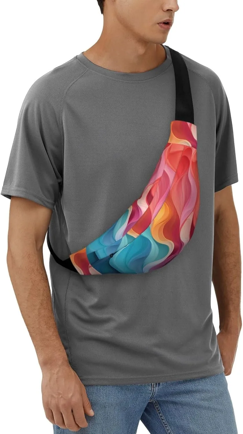 Fanny Pack for Men Women Waist Bag Adjustable Waist Pack Crossbody Belt Bag Rainbow Color Abstract Illustration Bum Bag