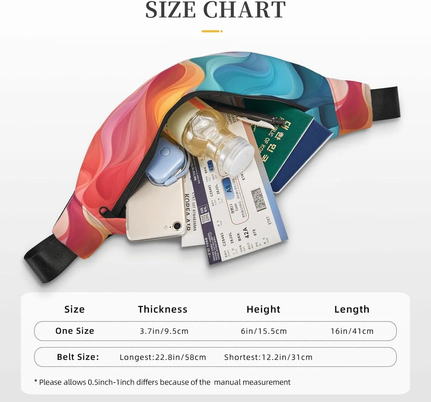 Fanny Pack for Men Women Waist Bag Adjustable Waist Pack Crossbody Belt Bag Rainbow Color Abstract Illustration Bum Bag