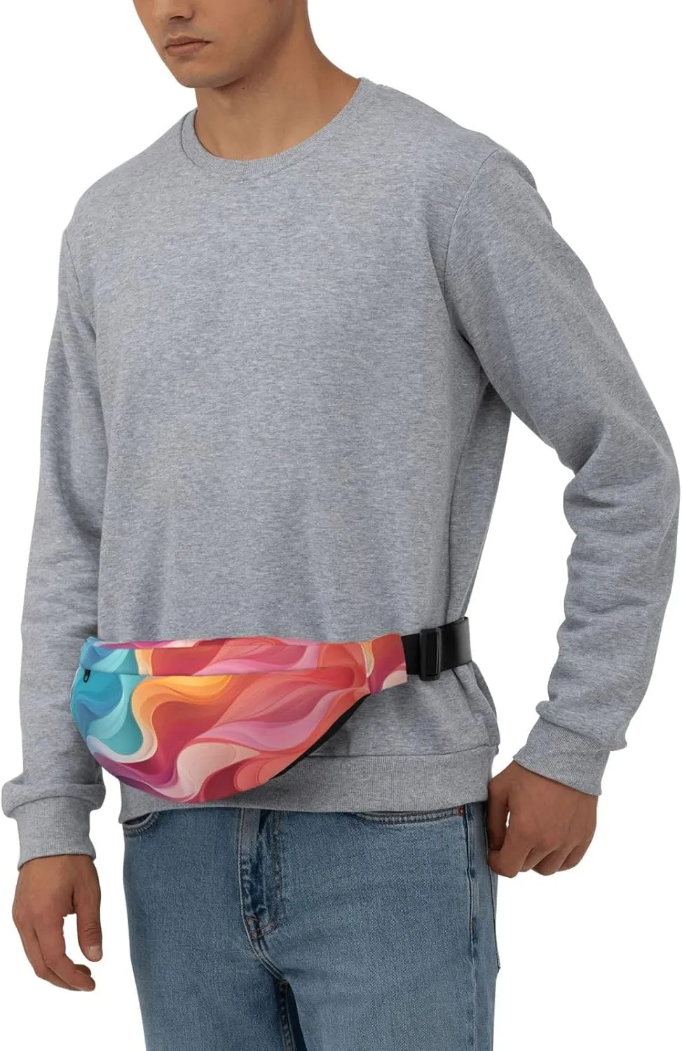 Fanny Pack for Men Women Waist Bag Adjustable Waist Pack Crossbody Belt Bag Rainbow Color Abstract Illustration Bum Bag