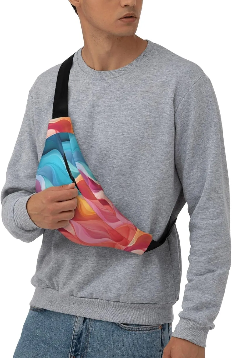 Fanny Pack for Men Women Waist Bag Adjustable Waist Pack Crossbody Belt Bag Rainbow Color Abstract Illustration Bum Bag