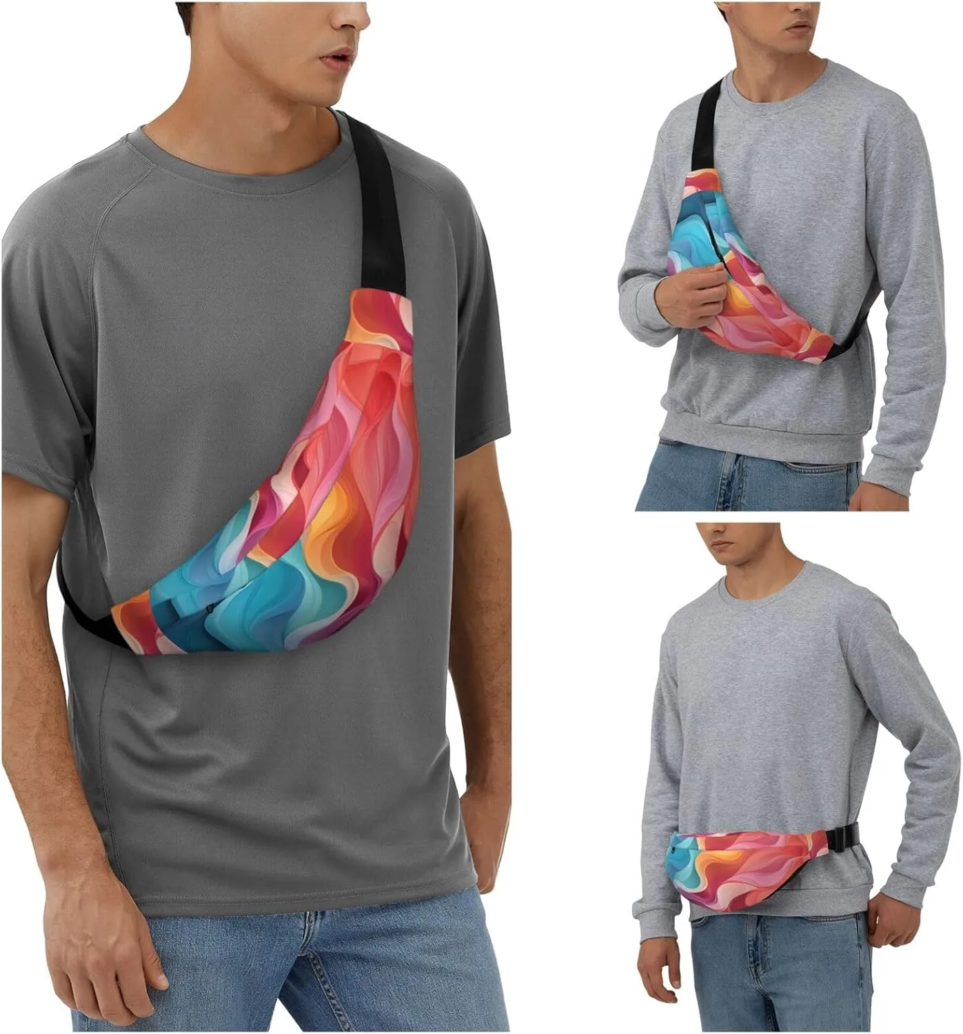 Fanny Pack for Men Women Waist Bag Adjustable Waist Pack Crossbody Belt Bag Rainbow Color Abstract Illustration Bum Bag