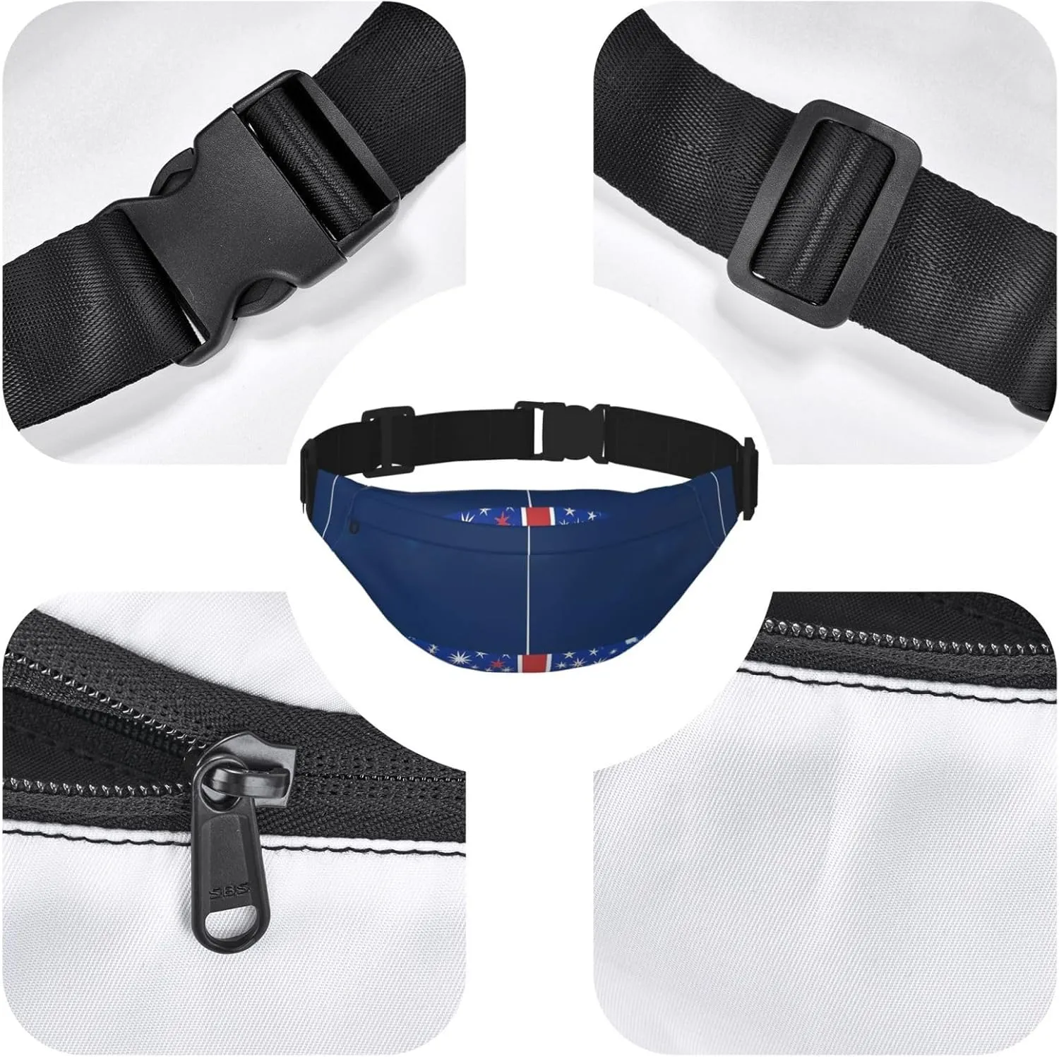 Fanny Pack New Zealand Flag Waist Pack For Women Men Waterproof Belt Bag With Adjustable Belt Casual Crossbody Bag Travel Waist Bag For Sports Running Cycling