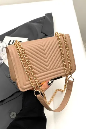 Faux Leather Chevron Crossbody