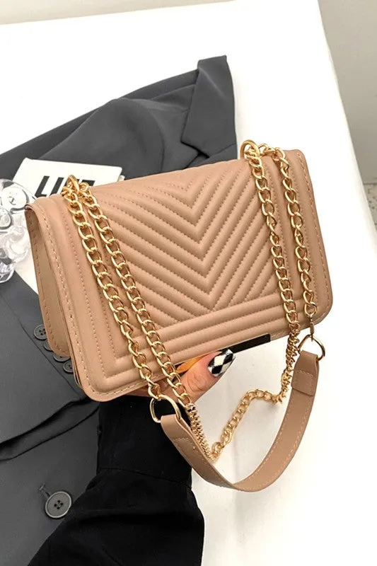Faux Leather Chevron Crossbody