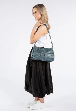 Faux Leather Multi Zip Crossbody Bag