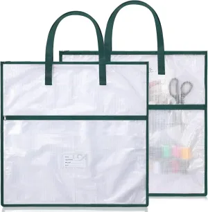 Feifeiya 2 Pack 21.7 inch Sew Project Bag Quilting Embroidery Craft Organizer Storage Bag with Handle and Pocket Zippered with Tools for Art Craft Knitting Quilting Stitching