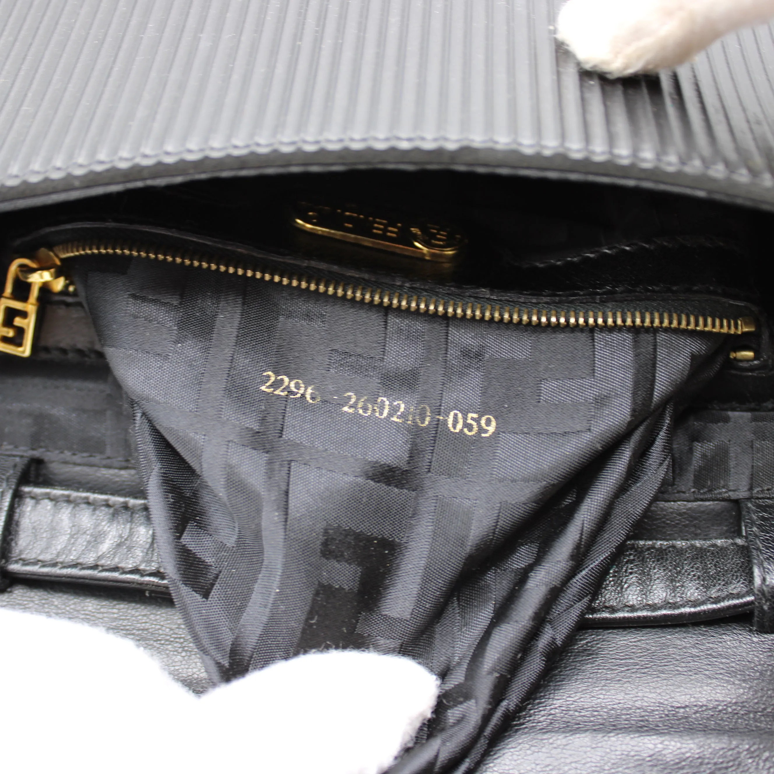 Fendi Black Leather Flap Embossed Logo Crossbody Bag