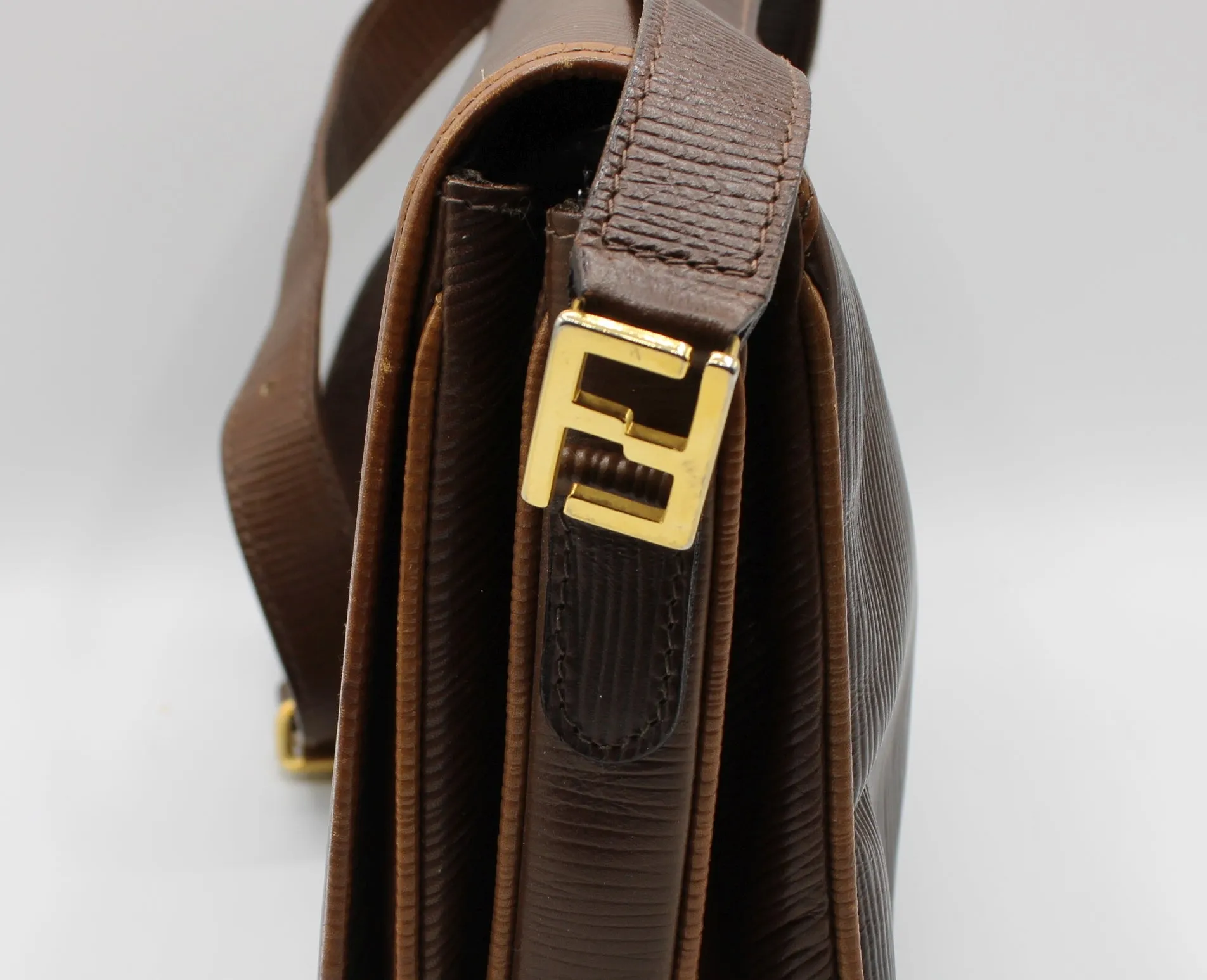 FENDI Double F Leather Crossbody Bag Vintage